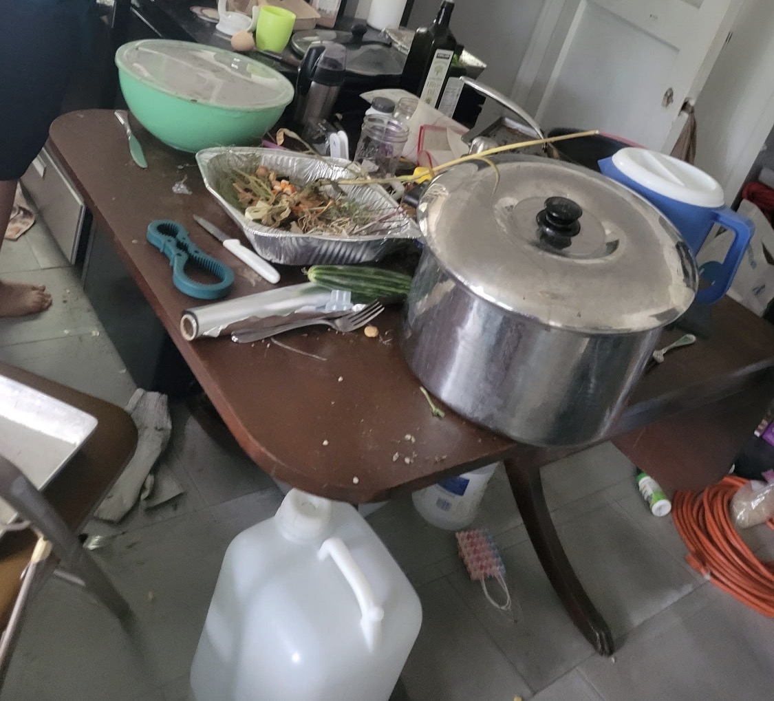 Dining area before cleaning